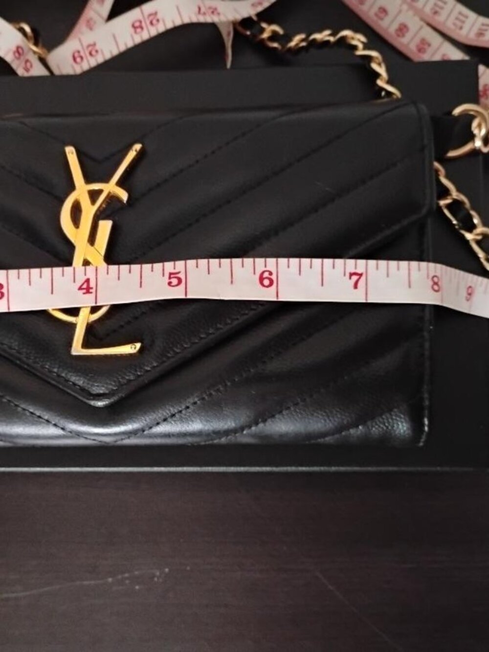 YSL Monogram Large Wallet on Chain in Grained Leather EUC - Picture 4 of 15